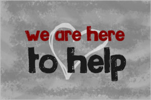 We are here to help text written on grey background